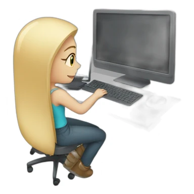 white girl work on computer sticker