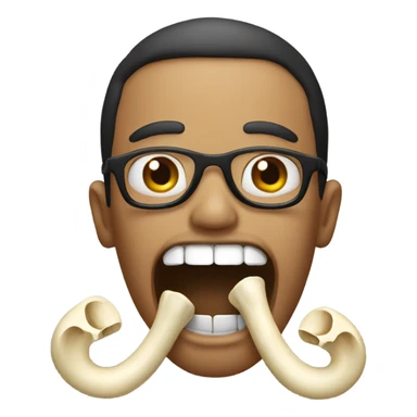 emoji with bone in mouth sticker
