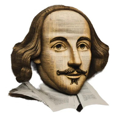 Shakespeare made of newspaper cuttings 420 hemp roses flowers plants leaves sticker