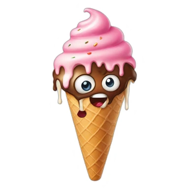 anger ice cream with eyes wearing a birthday hat  sticker