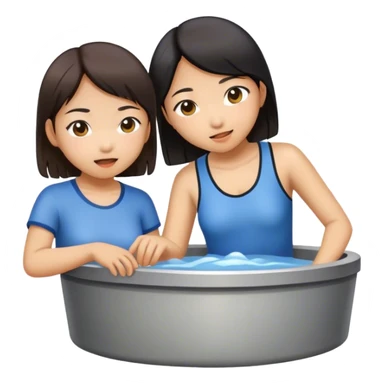 two asian girls in a pit sticker