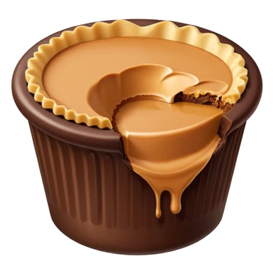 bitten peanut butter cup with smooth peanut butter filling inside chocolate cup, bright cute clean colors, rounded edges, simplified design sticker