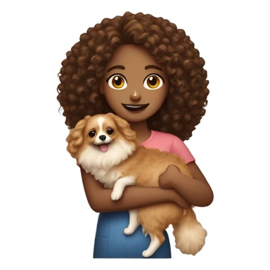 A curly girl holding pomerian sticker