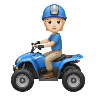 Please make a young blonde boy riding a four wheeler sticker
