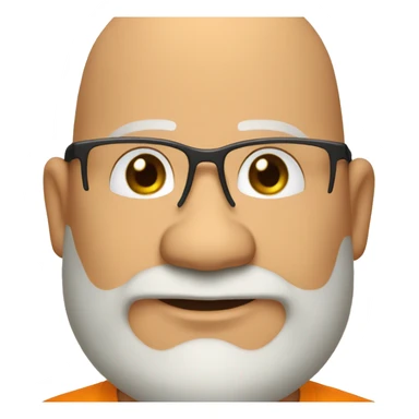 50 year old fat man with glasses, shaved beard, bald, orange shirt. sticker