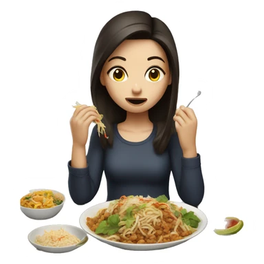 Brunette girl eating bad Thai food  sticker