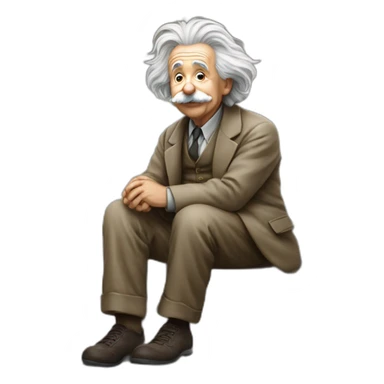 albert einstein sitting on a ledge sticker