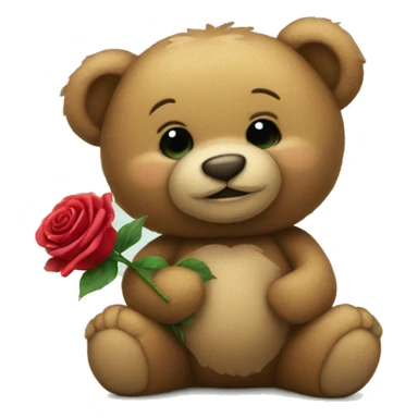 teddy bear holding a rose sticker