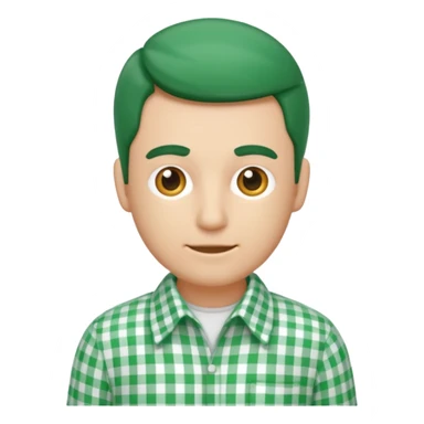 green white gingham shirted man sticker