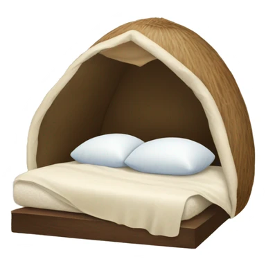 A coconut under a blanket in a bed sticker