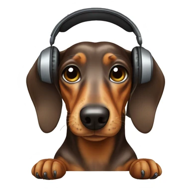 Dachshund with headphones sticker