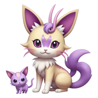 Meowth-Espeon-Skitty-Pokémon-Fakémon-hybrid-creature (full body) sticker