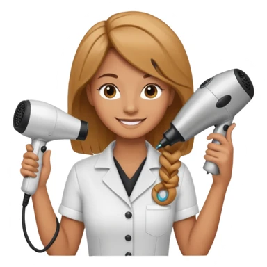 Parrucchiera con il phon in mano e la scrittura coiffeur assunta sticker
