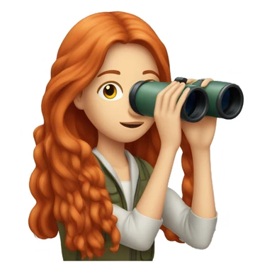 Long red haired girl looking at binoculars sticker