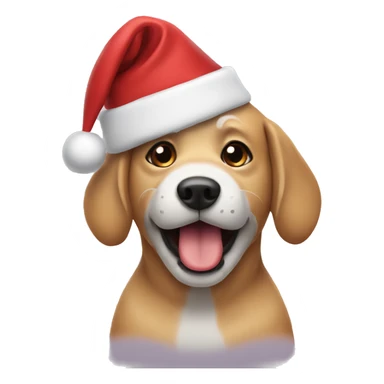 Dog wearing a Santa hat sticker