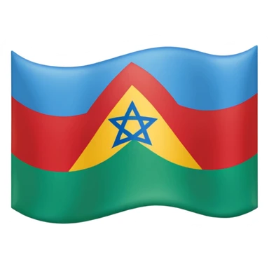 Bandera de tres líneas hariba azul medio verde con el alfabeto amazigh rojo abajo amarillo sticker