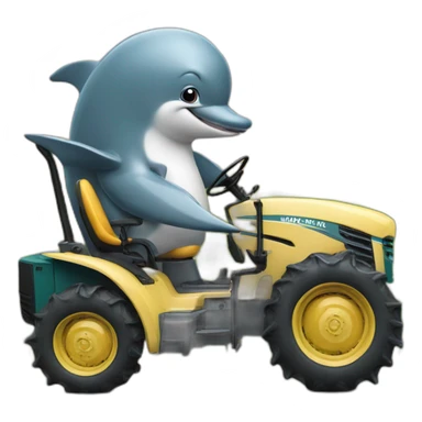 Hairy dolphin driving a tractor sticker