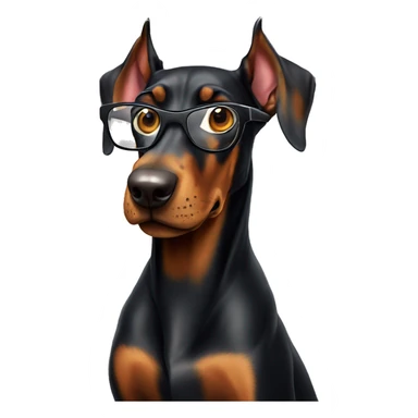 very crazy and cheerful doberman with glasses sticker