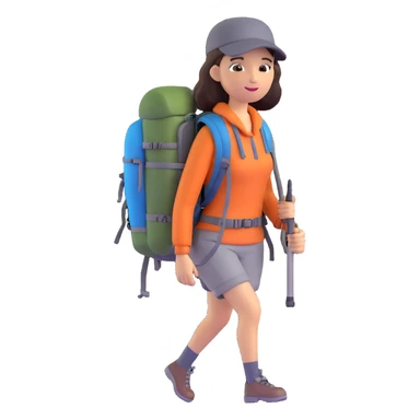 woman with hiking backpack sticker