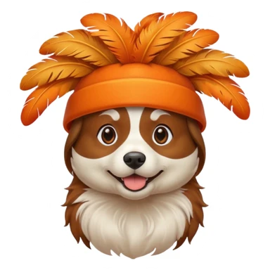 dog with orange feathered hats sticker