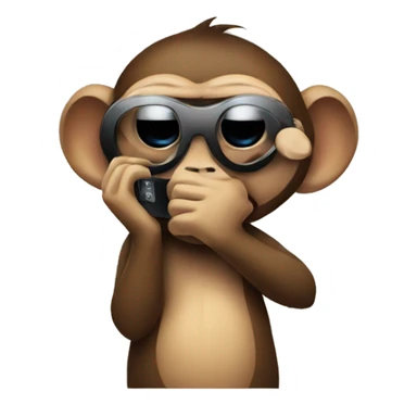 monkey covering eyes with phone sticker