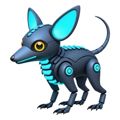  Neon glowing futuristic modern cyber-Fakémon-Digimon-Trico-creature sticker