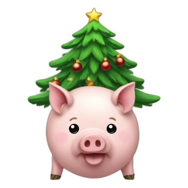 christmas tree with a pig on the top sticker