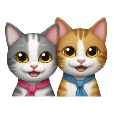 two happy cats at a new house with a bow on it sticker