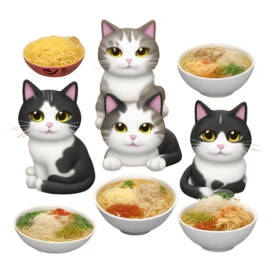 Cats eating ramen sticker