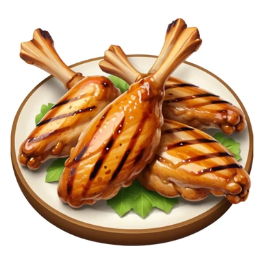 apple style emoji of grilled chicken wings, with grill marks, no text sticker