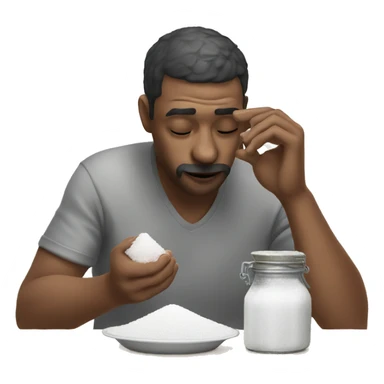 Man smelling salt on table sticker