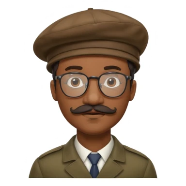 A black man with a mustache, wearing glasses, and a beret tilted to the right. sticker