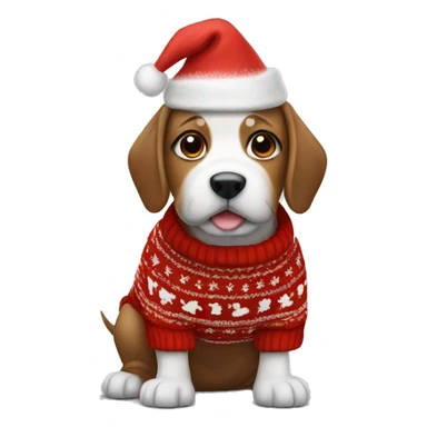 Dog wearing Christmas sweater sticker