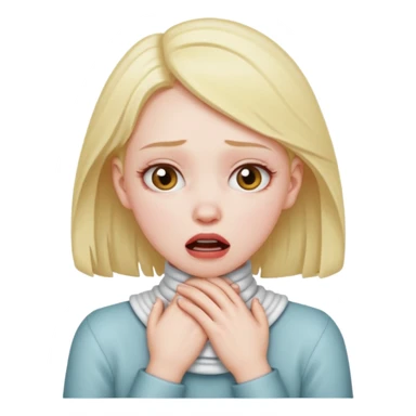 Girl choking them self dramatic  with both hands around their neck sticker