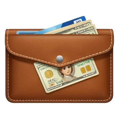 portefeuille marron avec billet et carte bancaire sticker