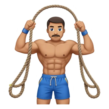 side view of buff man with blue shorts doing rope-face-pulls exercise sticker