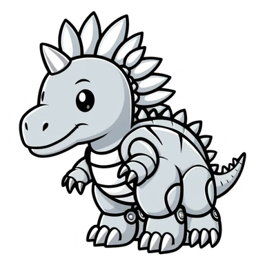 Silver robot stegosaurus sticker