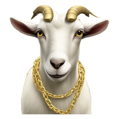 A Goat with gold chains and money and a cap  sticker