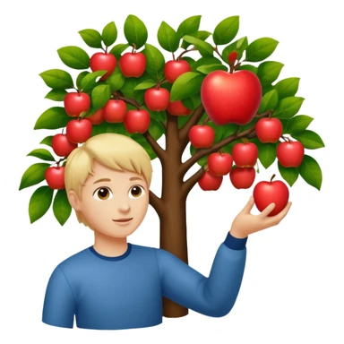 Person picking an apple off of a tree sticker