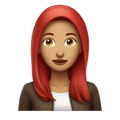 mujer de pelo rojo con largo liso piel clara ojo café y cara redonda  sticker