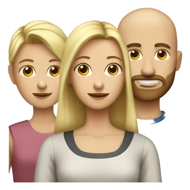Family, woman with blonde hair, man with no hair and a brown beard and one child (girl) with blonde hair sticker