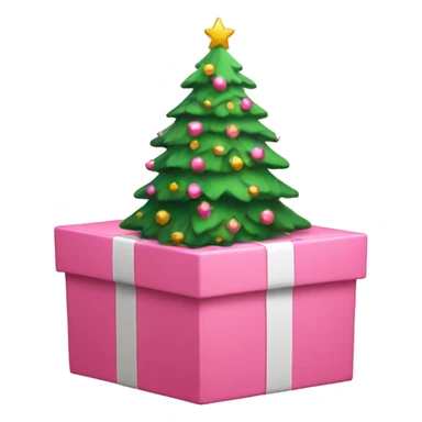 cute pink box christmas tree sticker