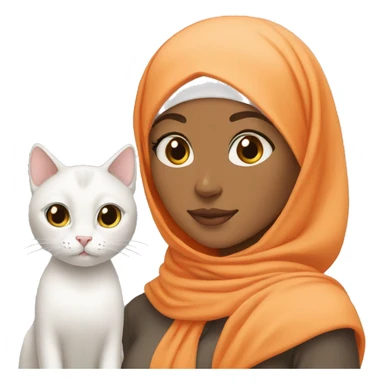 Hijabi girl with two cats, one orange cat and one white cat sticker
