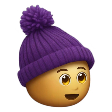 Aubergine with a beanie sticker