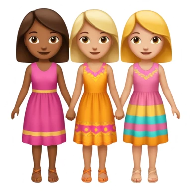 3 girls holding hand sticker