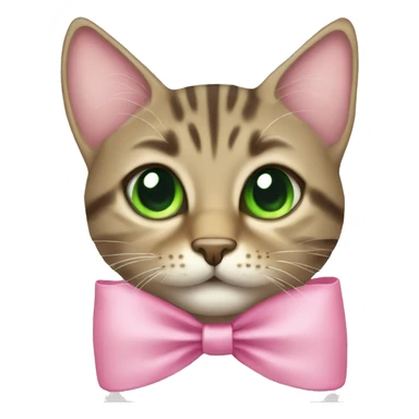 Tabby cat green eyes with pink bow sticker