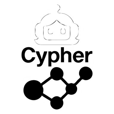 Recolor the robot head blue and change the design to look like a female robot, keeping the 'Cypher' text and graph database node-link motif. sticker