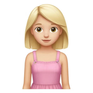 A blonde Australian 12 year old girl in a pink sort  dress cute sticker