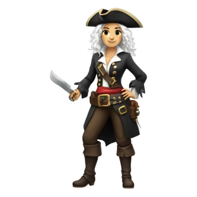 female pirate white hair sticker
