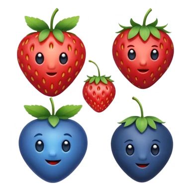 One strawberry, one blueberry, one cherry sticker